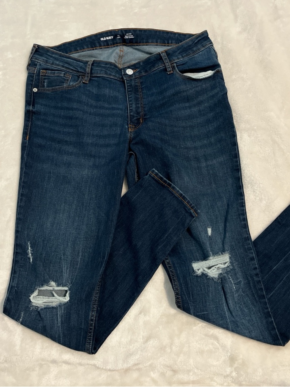 Old Navy Men’s Dark Blue Slim Distressed Jeans